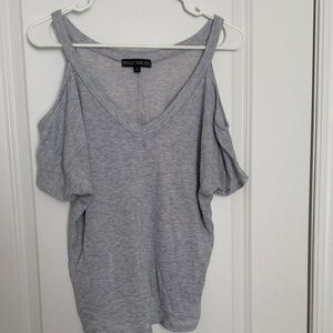 Gray Cold-Shoulder Top